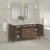 Myrrin 60" Double Vanity, Mid Century Walnut w/ 3 CM Victorian Silver Silestone Top w/FreePower Wireless Charger