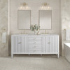 Myrrin 72" Double Vanity, Bright White w/ 3 CM Eternal Jasmine Pearl Silestone Top