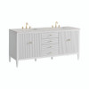 Myrrin 72" Double Vanity, Bright White w/ 3 CM Eternal Jasmine Pearl Silestone Top