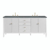 Myrrin 72" Double Vanity, Bright White w/ 3 CM Parisien Bleu Silestone Top