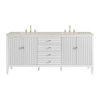 Myrrin 72" Vanity, Bright White, w/ 3 CM Siberian Silestone Top