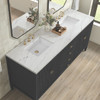 Myrrin 72" Double Vanity, Carbon Oak w/ 3 CM Ethereal Noctis Silestone Top