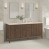 Myrrin 72" Double Vanity, Mid Century Walnut w/ 3 CM Eternal Marfil Silestone Top