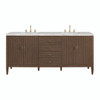 Myrrin 72" Double Vanity, Mid Century Walnut w/ 3 CM Victorian Silver Silestone Top