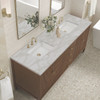 Myrrin 72" Double Vanity, Mid Century Walnut w/ 3 CM Victorian Silver Silestone Top