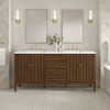 Myrrin 72" Double Vanity, Mid Century Walnut w/ 3 CM White Zeus Silestone Top