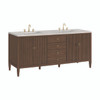 Myrrin 72" Double Vanity, Mid Century Walnut w/ 3 CM Eternal Jasmine Pearl Silestone Top w/FreePower Wireless Charger