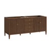Myrrin 72" Double Vanity, Mid Century Walnut w/ 3 CM Victorian Silver Silestone Top w/FreePower Wireless Charger