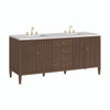 Myrrin 72" Double Vanity, Mid Century Walnut w/ 3 CM Victorian Silver Silestone Top w/FreePower Wireless Charger