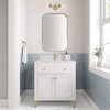 Chicago 30" Single Vanity, Glossy White, w/ Single Hole 3CM White Zeus Silestone® Top & Backsplash