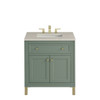 Chicago 30" Single Vanity, Smokey Celadon, w/ 3 CM Siberian Silestone Top