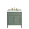 Chicago 30" Single Vanity, Smokey Celadon, w/ 3 CM White Zeus Silestone® Top