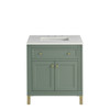 Chicago 30" Single Vanity, Smokey Celadon, w/ 3 CM White Zeus Silestone® Top