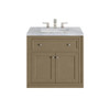 Chicago 30" Single Vanity, Walnut Whisper, w/ 3 CM Carrara Marble Top