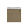 Chicago 30" Single Vanity, Walnut Whisper, w/ 3 CM Carrara Marble Top