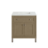 Chicago 30" Single Vanity, Walnut Whisper, w/ 3 CM Ethereal Noctis Silestone® Top
