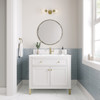Chicago 36" Single Vanity, Glossy White, w/ Single Hole 3CM White Zeus Silestone® Top & Backsplash