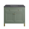 Chicago 36" Single Vanity, Smokey Celadon, w/ 3 CM Charcoal Soapstone Silestone® Top