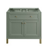 Chicago 36" Single Vanity, Smokey Celadon, w/ 3 CM Charcoal Soapstone Silestone® Top