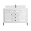 Chicago 48" Single Vanity, Glossy White, w/ Single Hole 3CM White Zeus Silestone® Top & Backsplash