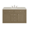 Chicago 48" Single Vanity, Walnut Whisper, w/ 3 CM Siberian Silestone Top
