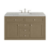 Chicago 48" Single Vanity, Walnut Whisper, w/ 3 CM Eternal Jasmine Pearl Silestone® Top w/FreePower Wireless Charger