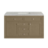 Chicago 48" Single Vanity, Walnut Whisper, w/ 3 CM Eternal Jasmine Pearl Silestone® Top w/FreePower Wireless Charger