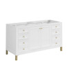 Chicago 60" Double Vanity, Glossy White, w/ Single Hole 3CM White Zeus Silestone® Top & Backsplash