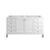 Chicago 60" Double Vanity, Glossy White, w/ Single Hole 3CM White Zeus Silestone® Top & Backsplash