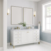 Chicago 60" Double Vanity, Glossy White, w/ 3 CM Carrara Marble Top