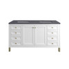 Chicago 60" Double Vanity, Glossy White, w/ 3 CM Charcoal Soapstone Silestone® Top