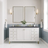 Chicago 60" Double Vanity, Glossy White, w/ 3 CM Charcoal Soapstone Silestone® Top