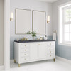 Chicago 60" Double Vanity, Glossy White, w/ 3 CM Charcoal Soapstone Silestone® Top