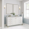 Chicago 60" Double Vanity, Glossy White, w/ 3 CM Victorian Silver Silestone® Top
