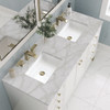 Chicago 60" Double Vanity, Glossy White, w/ 3 CM Victorian Silver Silestone® Top