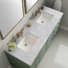 Chicago 60" Double Vanity, Smokey Celadon, w/ 3 CM Carrara Marble Top