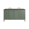 Chicago 60" Double Vanity, Smokey Celadon, w/ 3 CM Charcoal Soapstone Silestone® Top