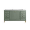 Chicago 60" Double Vanity, Smokey Celadon, w/ 3 CM Ethereal Noctis Silestone® Top
