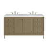 Chicago 60" Double Vanity, Walnut Whisper, w/ 3 CM Ethereal Noctis Silestone® Top