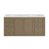 Chicago 60" Double Vanity, Walnut Whisper, w/ 3 CM Ethereal Noctis Silestone® Top