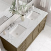 Chicago 60" Double Vanity, Walnut Whisper, w/ 3 CM Ethereal Noctis Silestone® Top