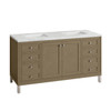 Chicago 60" Double Vanity, Walnut Whisper, w/ 3 CM Ethereal Noctis Silestone® Top