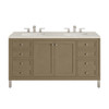 Chicago 60" Double Vanity, Walnut Whisper, w/ 3 CM Siberian Silestone Top