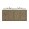 Chicago 60" Double Vanity, Walnut Whisper, w/ 3 CM Siberian Silestone Top