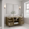 Chicago 60" Double Vanity, Walnut Whisper, w/ 3 CM Tajnar Eclos Top w/FreePower Wireless Charger