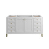 Chicago 60" Single Vanity, Glossy White, w/ 3 CM Carrara Marble Top