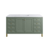 Chicago 60" Single Vanity, Smokey Celadon, w/ 3 CM Carrara Marble Top