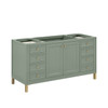 Chicago 60" Single Vanity, Smokey Celadon, w/ 3 CM Carrara Marble Top