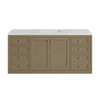 Chicago 60" Single Vanity, Walnut Whisper, w/ 3 CM Carrara Marble Top
