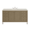 Chicago 60" Single Vanity, Walnut Whisper, w/ 3 CM Siberian Silestone Top w/FreePower Wireless Charger